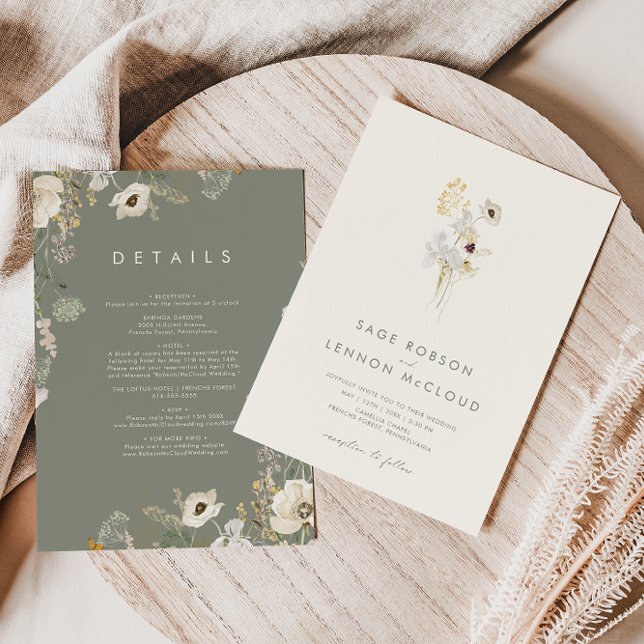 Whimsical Wildflower Simple | Ivory All In One Invitation (Creator Uploaded)