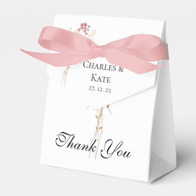 Whimsical Wildflower Spring Summer fall Wedding  Favor Boxes (Front Side)