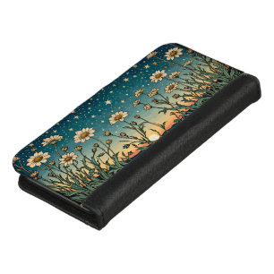 Whimsical Wildflower Starry Sunset Art Nouveau iPhone 8/7 Wallet Case