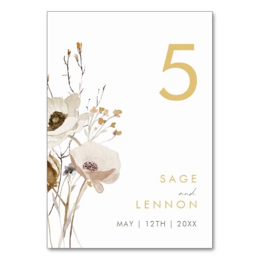 Whimsical Wildflower Table Number | Zazzle