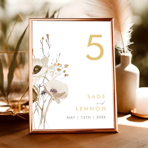 Whimsical Wildflower Table Number