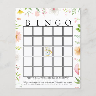 Whimsical Wildflower Tea Baby Bingo Game Card