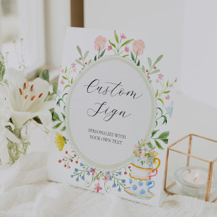 Whimsical Wildflower Tea Custom Text Sign