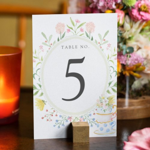 Whimsical Wildflower Tea Party Table Number