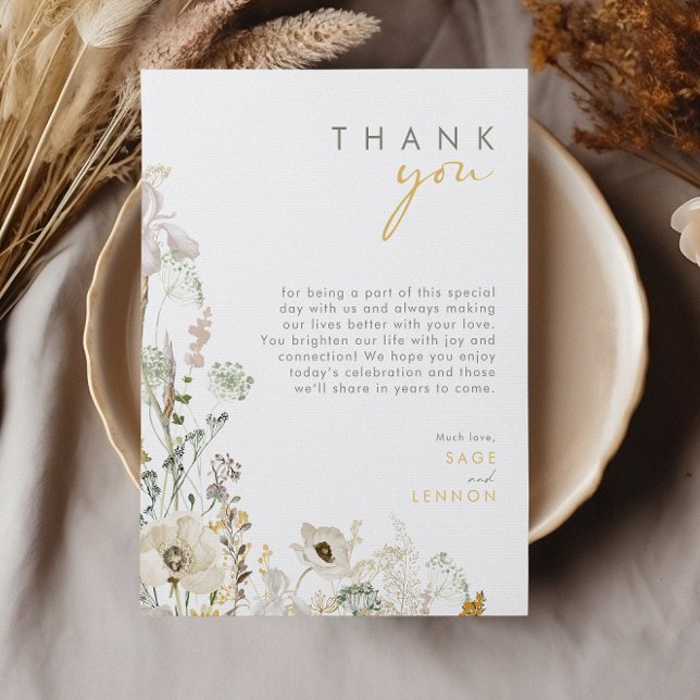 Whimsical Wildflower Thank You Reception Card  (Creator Uploaded)