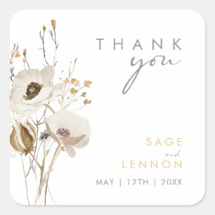 Whimsical Wildflower Thank You Wedding sticker