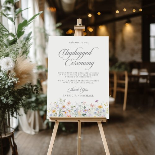 Whimsical Wildflower Unplugged Ceremony Sign