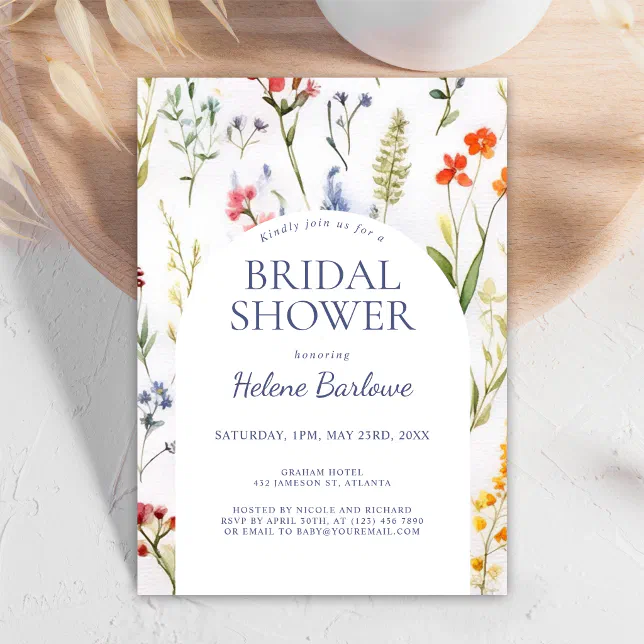 Whimsical Wildflower Watercolor Bridal Shower Invitation | Zazzle