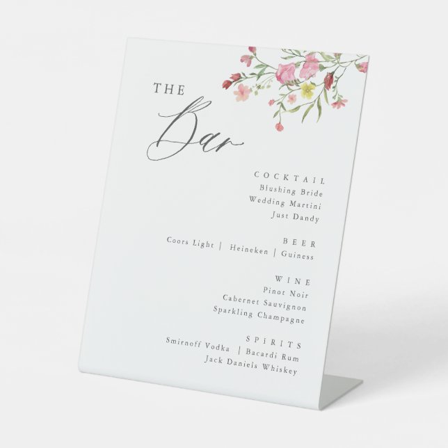 Whimsical Wildflower Wedding Bar Sign (Front)