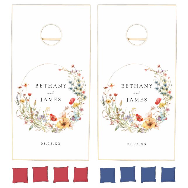 Whimsical Wildflower Wedding Cornhole Set (Set)