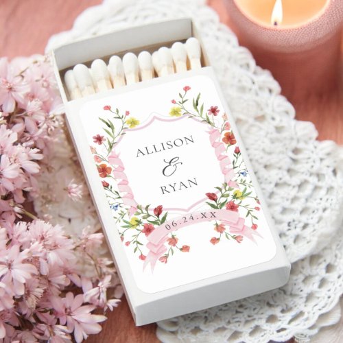 Whimsical Wildflower Wedding Crest Garden Matchboxes