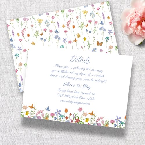 Whimsical Wildflower Wedding Details Enclosure Card
