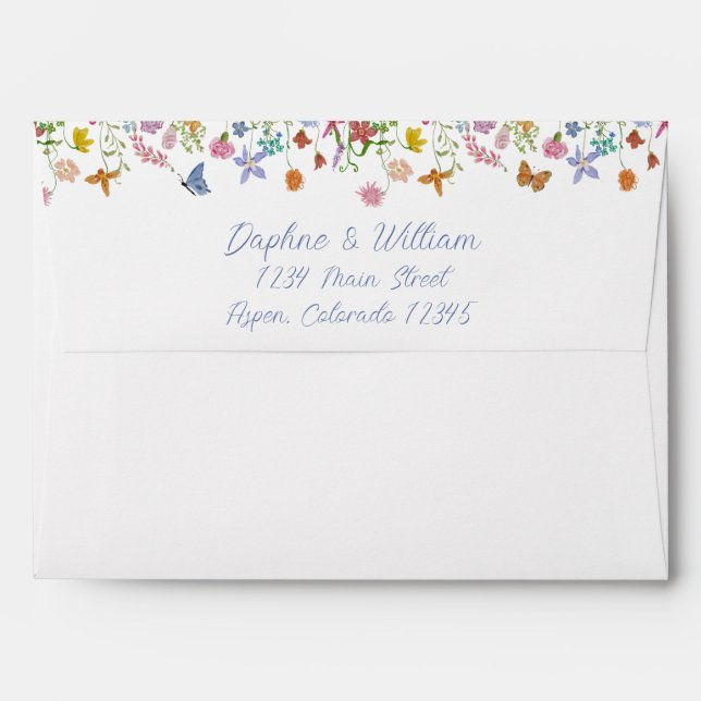 Whimsical Wildflower Wedding Envelope (Back (Top Flap))