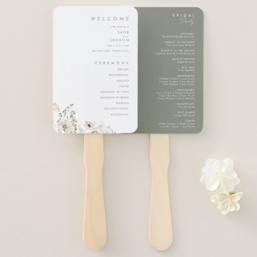 Whimsical Wildflower Wedding Program Hand Fan