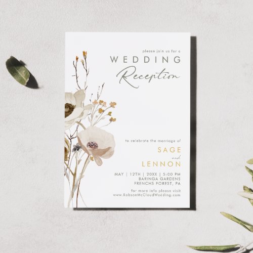 Whimsical Wildflower Wedding Reception Invitation
