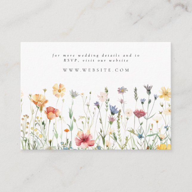 Whimsical Wildflower Wedding Website Enclosure Card (Front)