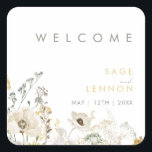 Whimsical Wildflower Wedding Welcome Sticker<br><div class="desc">This Whimsical Wildflower wedding welcome sticker is perfect for your simple, elegant boho wedding. The modern rustic greenery accompanied by the minimalist watercolor wildflowers will help bring your vision to life! This design of pretty gold flowers, touches of bohemian sage green and purple is sure to complete your minimal fall...</div>