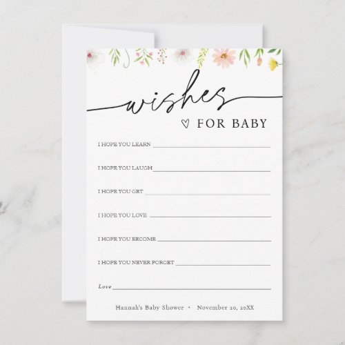 Whimsical Wildflower Wishes for Baby Card