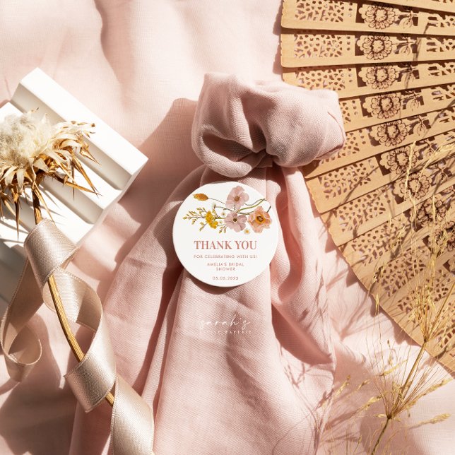 Whimsical Wildflowers, Bohemian Flowers Classic Round Sticker (Creator Uploaded)