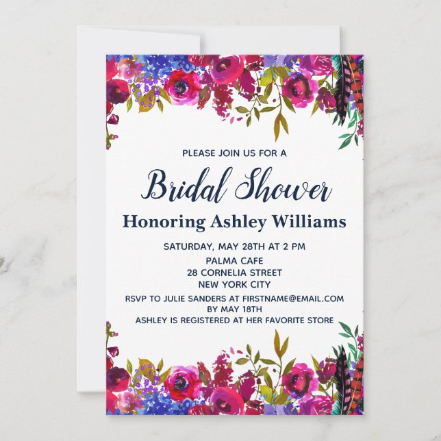 Whimsical Wildflowers Bridal Shower Botanical Boho Invitation (Front)