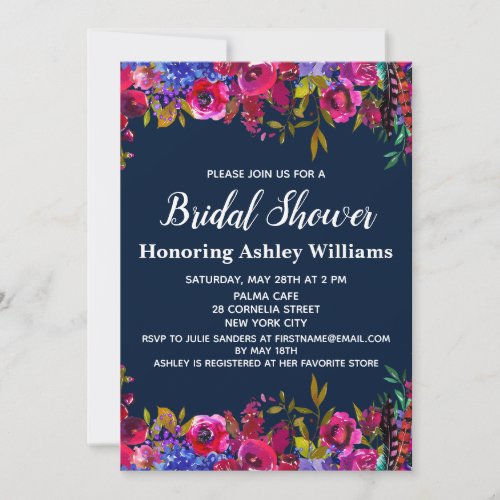 Whimsical Wildflowers Bridal Shower Botanical Boho Invitation