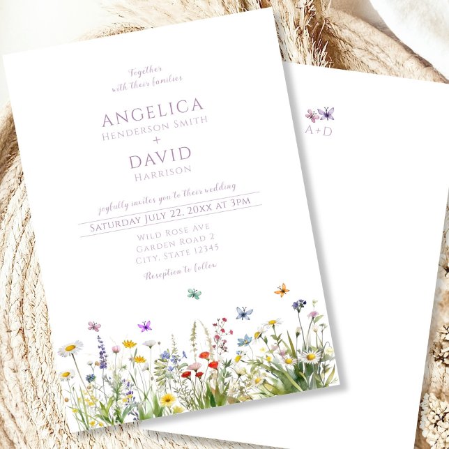 Whimsical Wildflowers Butterflies Wedding Invitation (Creator Uploaded)