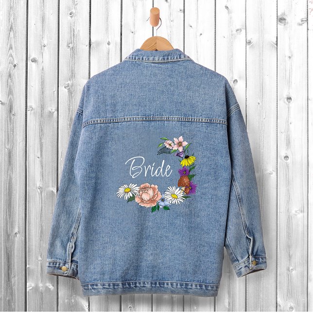 Whimsical Wildflowers Butterfly Mushroom  Denim Jacket (Creator Uploaded)