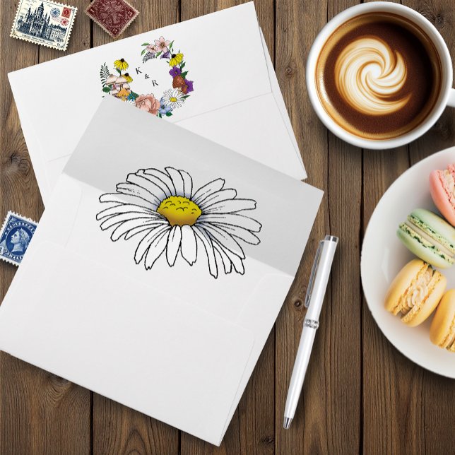 Whimsical Wildflowers Butterfly Mushroom Wedding Envelope (Creator Uploaded)