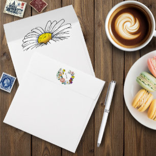 Whimsical Wildflowers Butterfly Mushroom Wedding Envelope