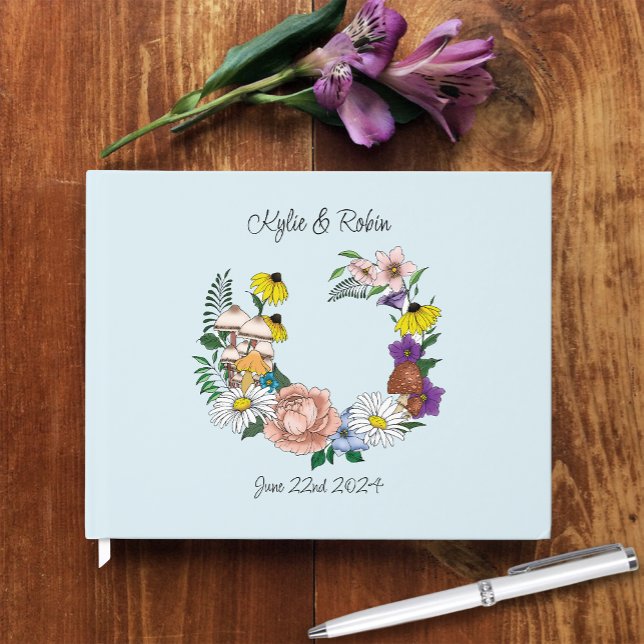Whimsical Wildflowers Butterfly Mushroom Wedding Guest Book (Creator Uploaded)
