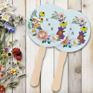 Whimsical Wildflowers Butterfly Mushroom Wedding Hand Fan