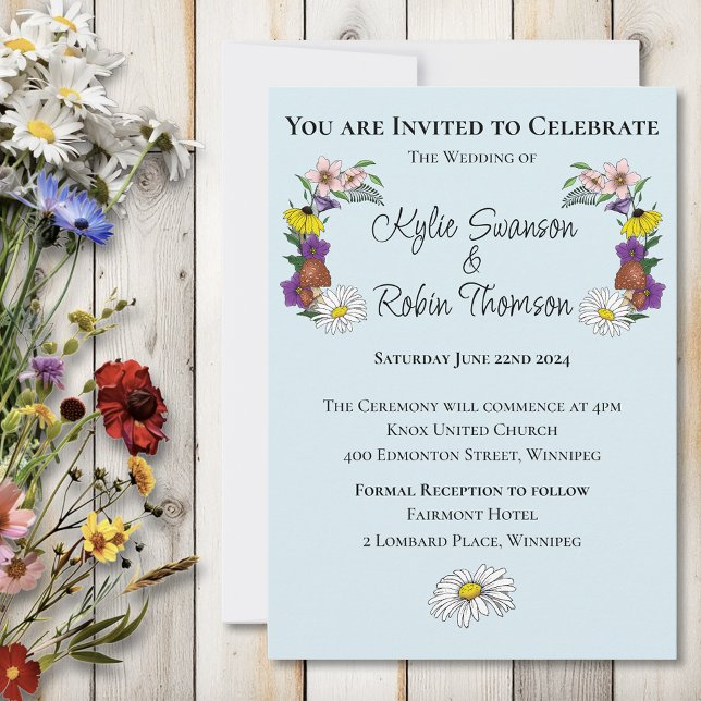 Whimsical Wildflowers Butterfly Mushroom Wedding Invitation (Creator Uploaded)