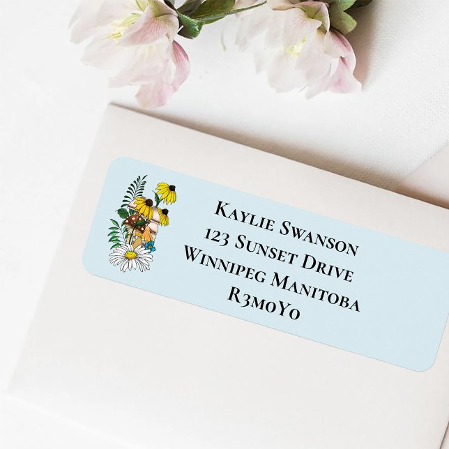 Whimsical Wildflowers Butterfly Mushroom Wedding Label (Creator Uploaded)