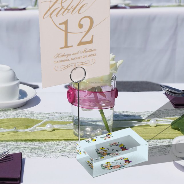 Whimsical Wildflowers Butterfly Mushroom Wedding Place Card Holder (Creator Uploaded)