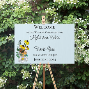 Whimsical Wildflowers Butterfly Mushroom Wedding Sign
