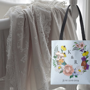 Whimsical Wildflowers Butterfly Mushroom Wedding Tote Bag