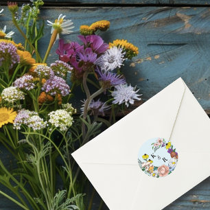 Whimsical Wildflowers Butterfly Mushrooms Classic Round Sticker