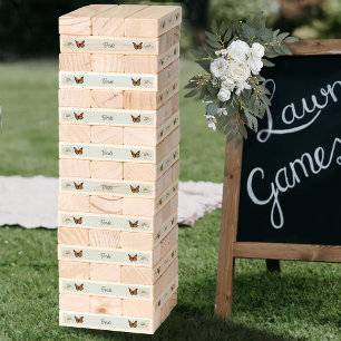 Whimsical Wildflowers Butterfly Mushrooms Wedding Topple Tower