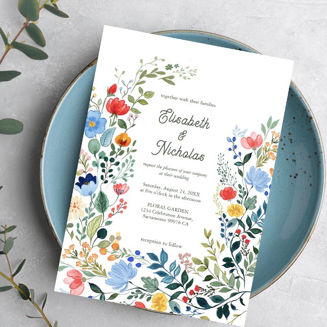Whimsical Wildflowers Colorful Garden Wedding Invitation (Creator Uploaded)