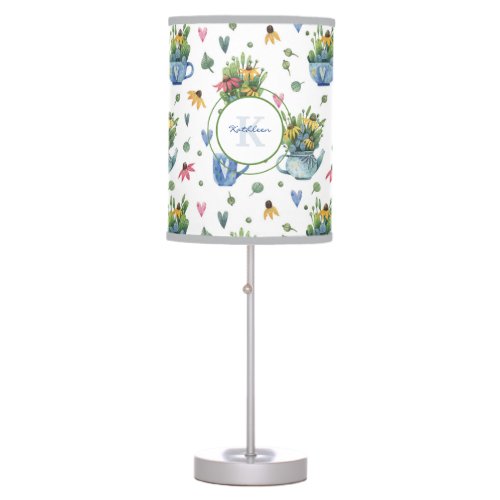 Whimsical Wildflowers Coneflowers Pattern Table Lamp