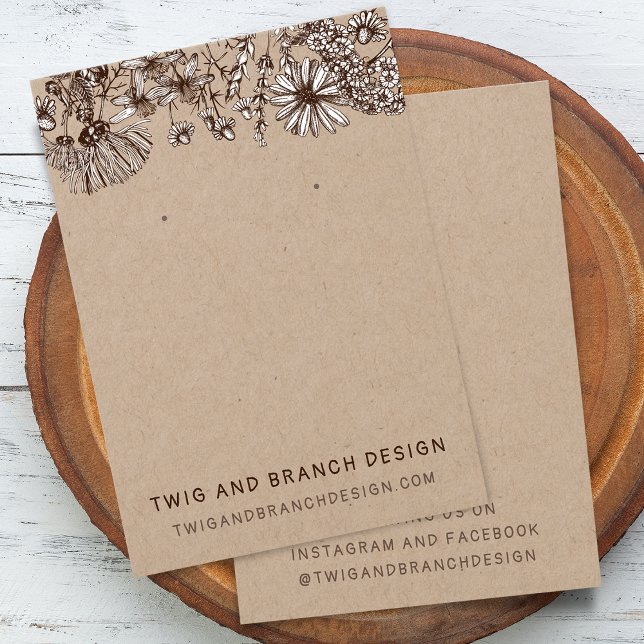 Whimsical Wildflowers Earring Display Card (Wildflowers Earring Bracelet Display Card)