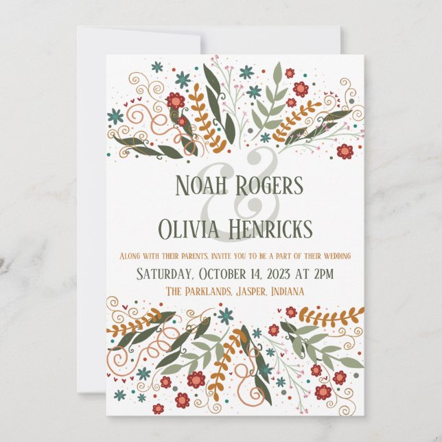 Whimsical Wildflowers Elegant Modern Inspirivity Invitation (Front)