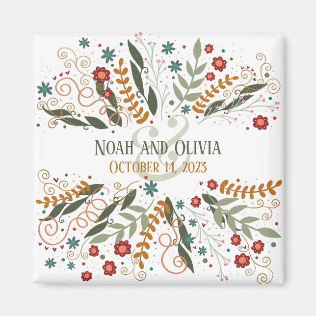 Whimsical Wildflowers Floral Elegant Inspirivity Magnet (Front)