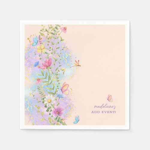 Whimsical Wildflowers Floral Garden Bridal Shower Napkins