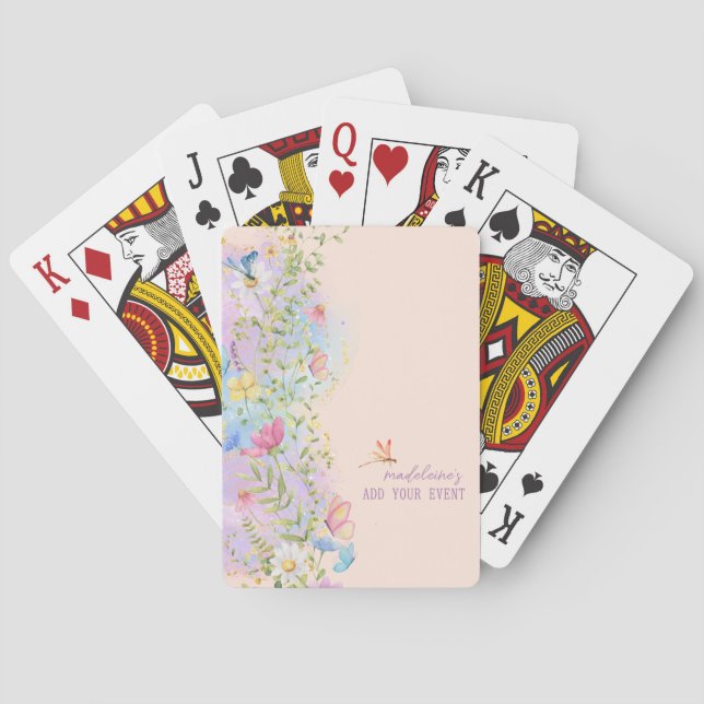 Whimsical Wildflowers Floral Garden Bridal Shower Poker Cards (Back)