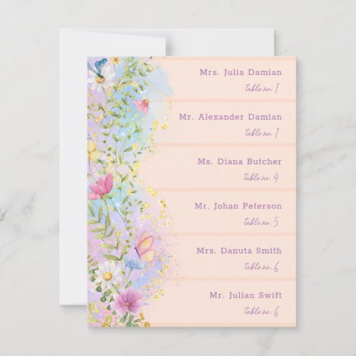 Whimsical Wildflowers Floral Wedding Place Cards