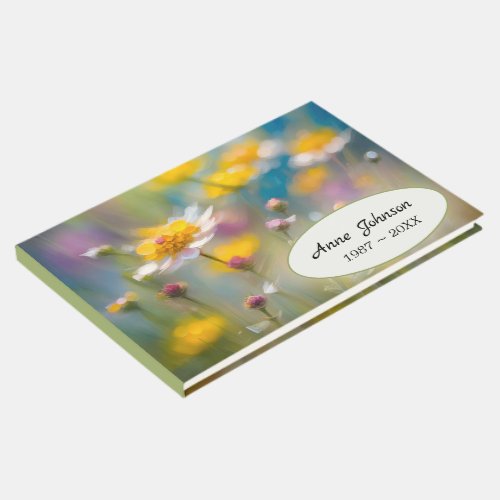 Whimsical Wildflowers For Memorial Service Guest Book