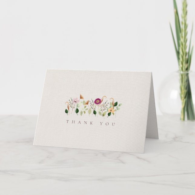 Whimsical Wildflowers Garden Wedding Thank You Announcement (Front)