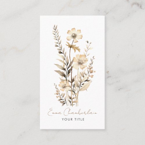 Whimsical Wildflowers Handwritten Script Business Card