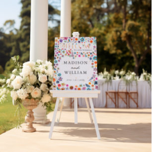 Whimsical Wildflowers Heart Welcome to Our Wedding Foam Board